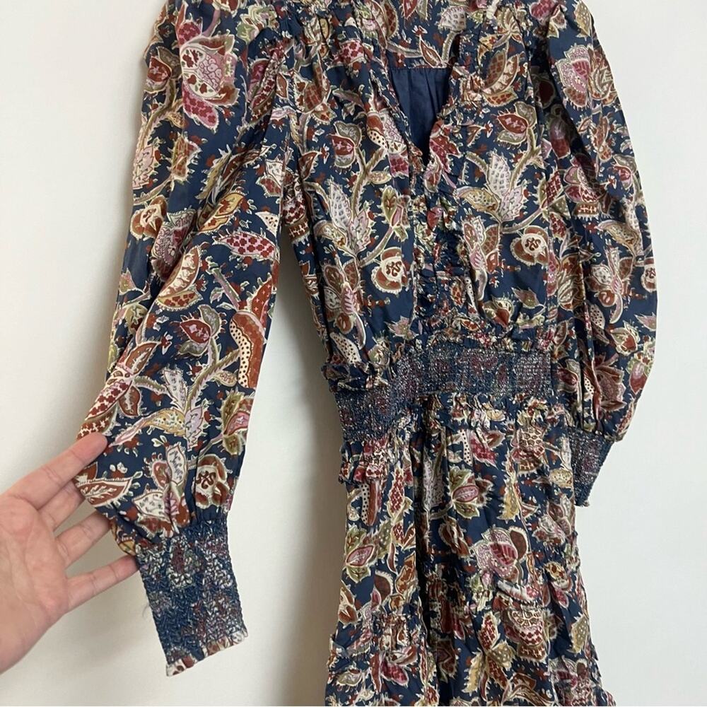 Anthropologie Love The Label Puff Sleeve Dress Smocked Paisley Small $275 - Picture 5 of 11